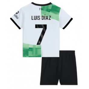 Liverpool Luis Diaz #7 Borta Kläder Barn 2023-24 Kortärmad (+ Korta byxor)